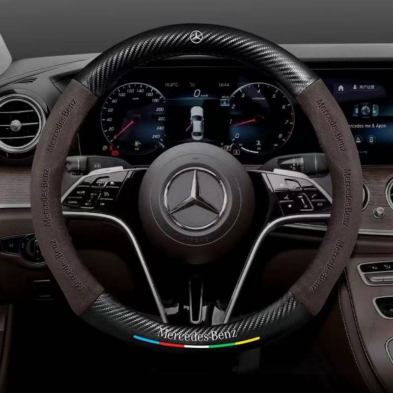 Load image into Gallery viewer, Mercedes-Benz Suede Carbon Fiber Car Steering Wheel Covers For C260L, C200L, GLC, GLA, E300L, A180, GLB220, CLA