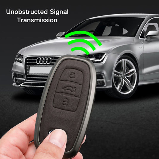 Audi Zinc Alloy + Leather Car Key Fob Case Cover For A4, A5, A6,A8, Q2, Q5, Q7 - i-Station Mobile Phone & Electronic Device Repair and Accessories