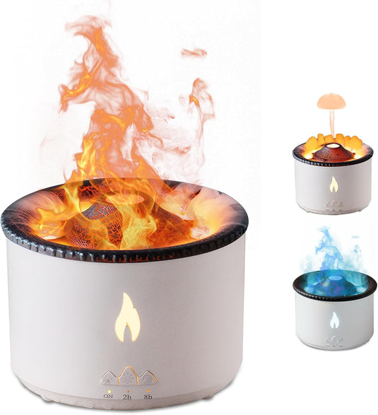 Volcano Humidifier Flame Aroma Diffuser Ultrasonic Essential Oil Scent Diffuser 300ml Large Capacity 2-in-1 Essential Oil Diffuser with Function Timer for Bedroom Home Office (Double Color Flame) - i-Station Mobile Phone & Electronic Device Repair and Accessories