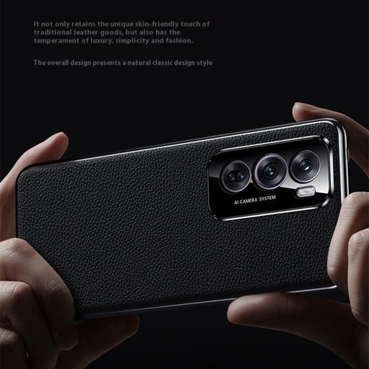 OPPO Reno13 / Pro - Electroplated Full Cover Genuine Leather Business Phone Case - i-Station Mobile Phone & Electronic Device Repair and Accessories