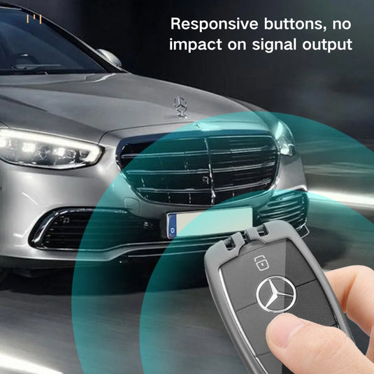 Mercedes Benz Alloy + Leather Protection Car Key Fob Case Cover For Benz A, B, C, E, S, G-Class, GLA, GLB, GLC, GLE, GLS, CLA, CLS, EQC - i-Station Mobile Phone & Electronic Device Repair and Accessories