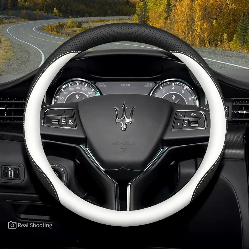 Load image into Gallery viewer, Maserati Premium Nappa Leather Breathable Ultra-Thin Non-Slip Steering Wheel Cover For Quattroporte, Ghibli, Levante - i-Station Mobile Phone & Electronic Device Repair and Accessories