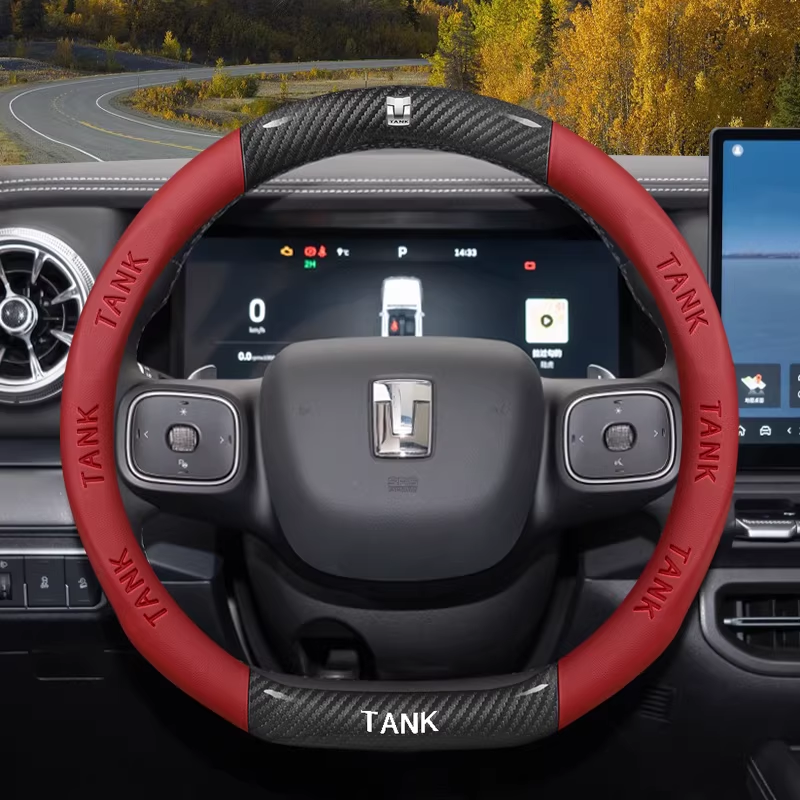 Load image into Gallery viewer, Great Wall Carbon Fiber & Nappa Leather Grip Steering Wheel Cover for Tank 300, Tank 400, Tank 500 Hi4-T