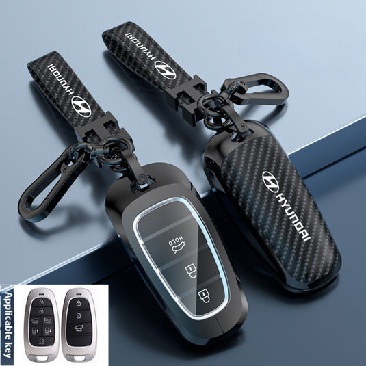 Hyundai Zinc Alloy + Carbon Fiber Texture Car Key Fob Case Cover For Palisade, Elantra, Accent, Kona, Santa Fe, Veloster - i-Station Mobile Phone & Electronic Device Repair and Accessories