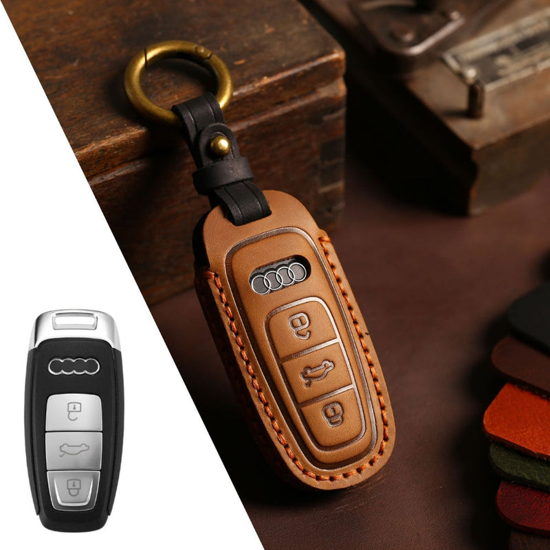 Load image into Gallery viewer, Audi Handcrafted Genuine Leather Car Key Fob Case Cover For A3, A4, A5, A6, A8, Q2, Q5, Q7, Q8, e-tron - i-Station Mobile Phone & Electronic Device Repair and Accessories