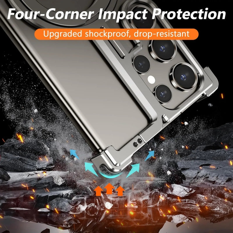 Load image into Gallery viewer, Samsung Galaxy S24/Plus/Ultra - Metal Frame Stand Magsafe Magnetic Phone Case - i-Station Mobile Phone & Electronic Device Repair and Accessories