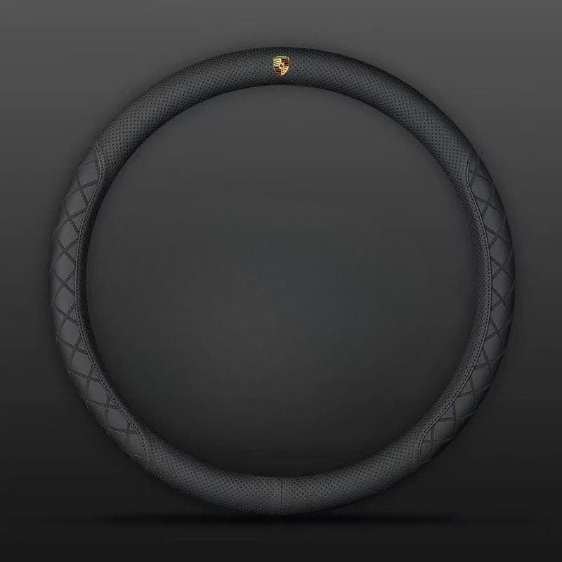 Load image into Gallery viewer, Porsche PU Leather Steering Wheel Cover with Heat-Pressed Embossed Texture For Cayenne, Macan, Panamera, 718, 911, Taycan