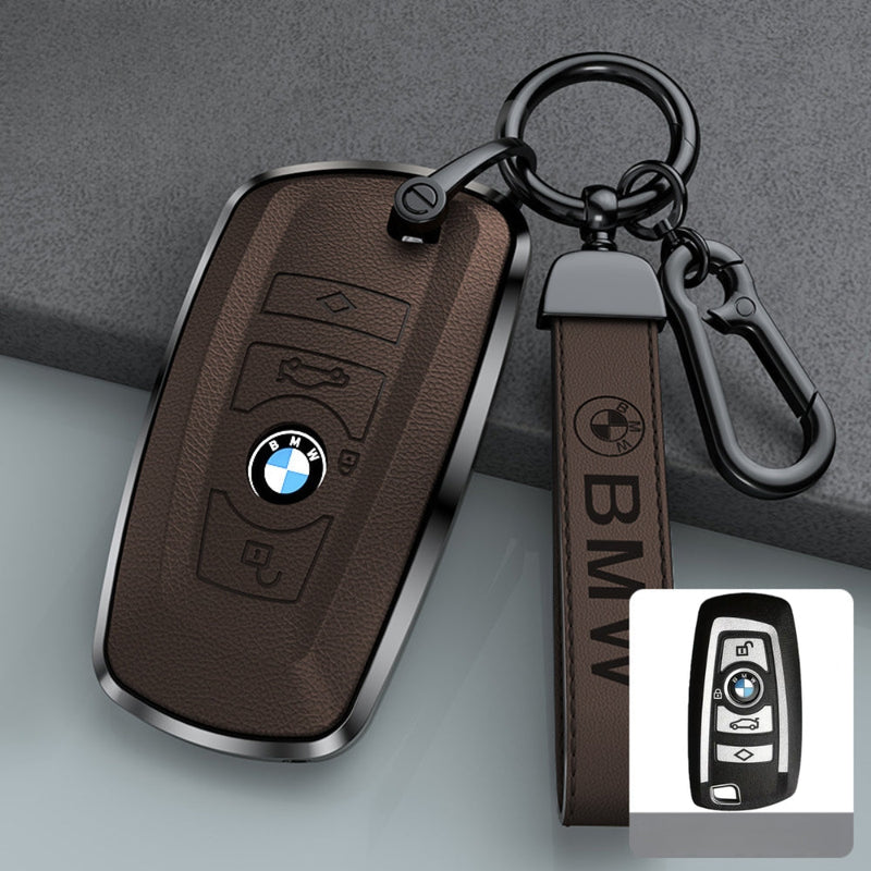 Load image into Gallery viewer, BMW Zinc Alloy + Leather Protection Car Key Fob Case Cover For 1, 2, 3, 5, 7 Series, X3, X5, X6 - i-Station Mobile Phone & Electronic Device Repair and Accessories
