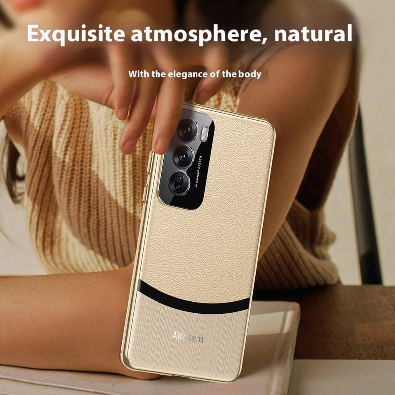 Load image into Gallery viewer, OPPO Reno12/Pro - Electroplated Spliced Vegan Leather Hard-Edge Shockproof Protective Case - i-Station Mobile Phone & Electronic Device Repair and Accessories
