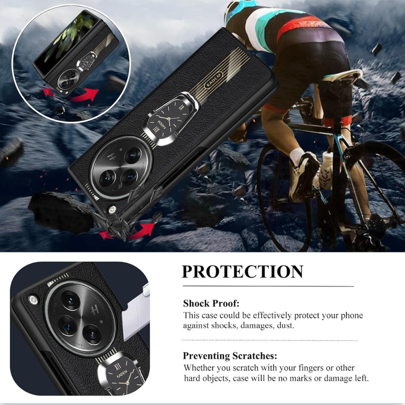Load image into Gallery viewer, OPPO Find N (PEUM00) - Leather Silicone Magnetic Metal Ring Stand Shockproof Protective Case - i-Station Mobile Phone & Electronic Device Repair and Accessories
