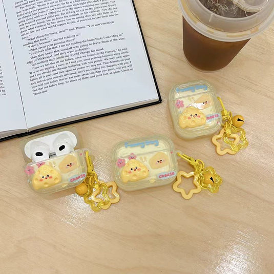 Apple Airpods 4 - Cheese Star Cute Cartoon Silicone Anti-Drop Protective Case - i-Station Mobile Phone & Electronic Device Repair and Accessories