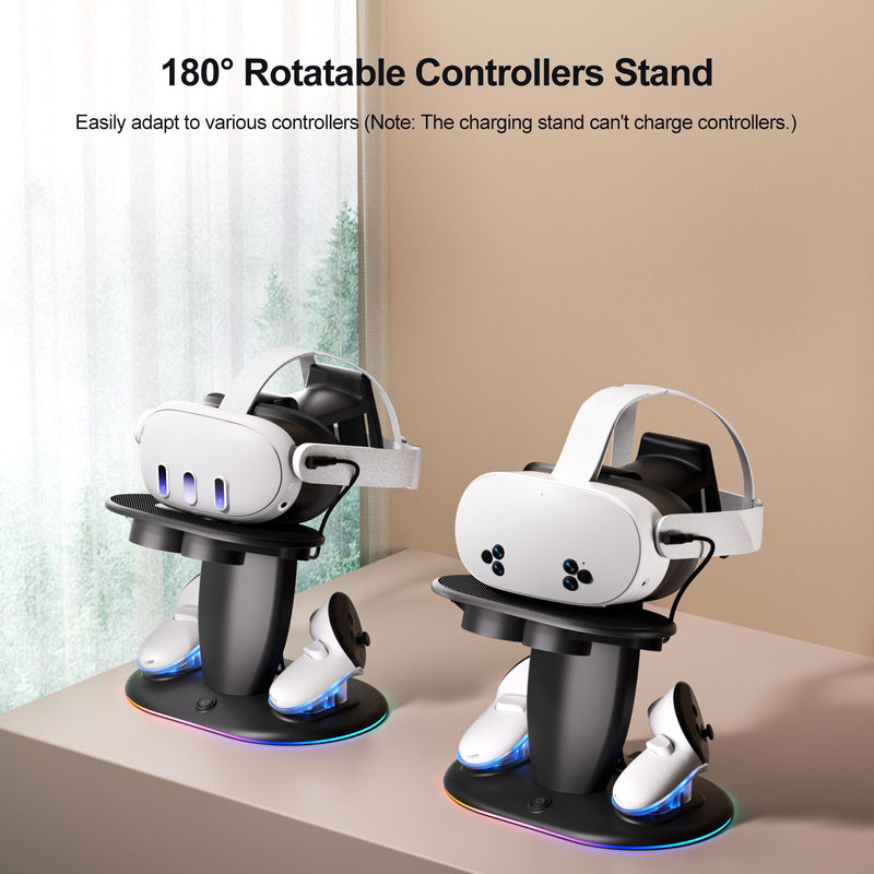 Load image into Gallery viewer, Meta Quest 2 & Quest 3 & Quest 3S - 30W Desktop Fast Charging RGB Storage Dock Stand - i-Station Mobile Phone & Electronic Device Repair and Accessories
