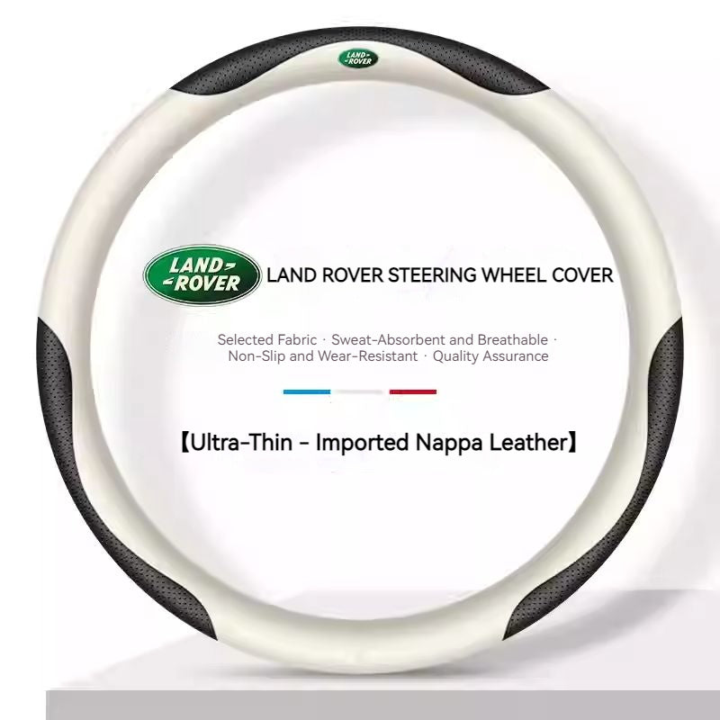 Load image into Gallery viewer, Land Rover Genuine Leather Spliced Design with Breathable & Anti-Slip Grip Steering Wheel Cover For Range Rover, Velar, Evoque, Discovery, Defender
