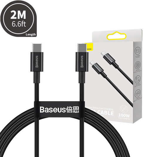 Baseus Superior Series Fast Charging Data Cable Type-C to Type-C 100W 2M Compatible for iPhone 15 16 Series - i-Station Mobile Phone & Electronic Device Repair and Accessories