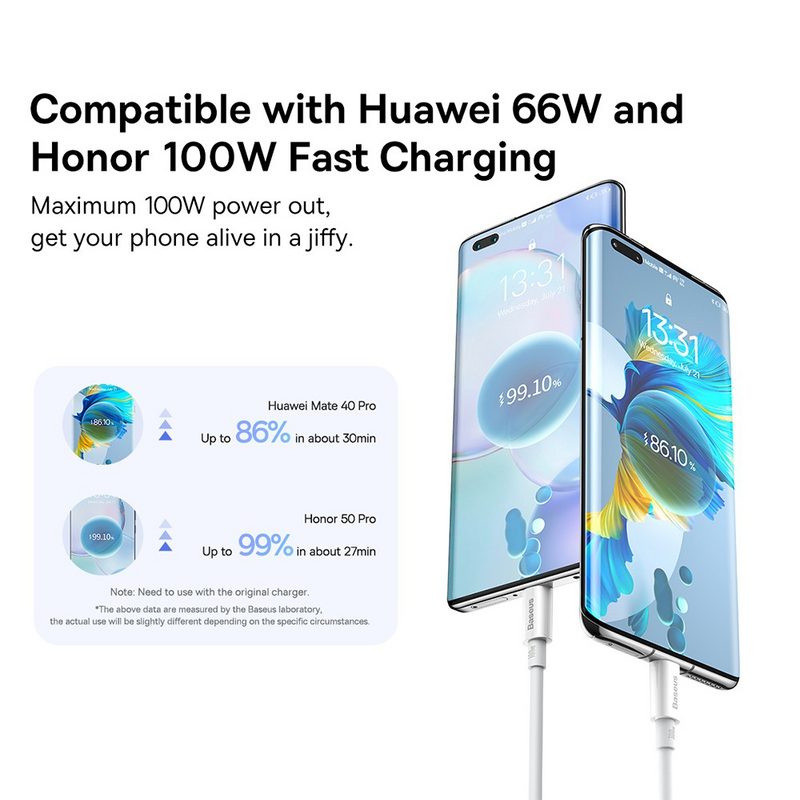 Load image into Gallery viewer, Baseus Superior Series Fast Charging Data Cable USB to Type-C 100W 2M - White - i-Station Mobile Phone & Electronic Device Repair and Accessories