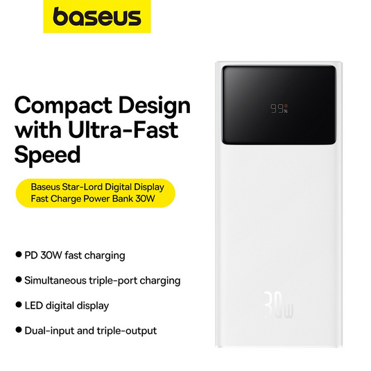 Baseus Star-Lord Digital Display Fast Charging Power Bank 20000mAh 30W - i-Station Mobile Phone & Electronic Device Repair and Accessories