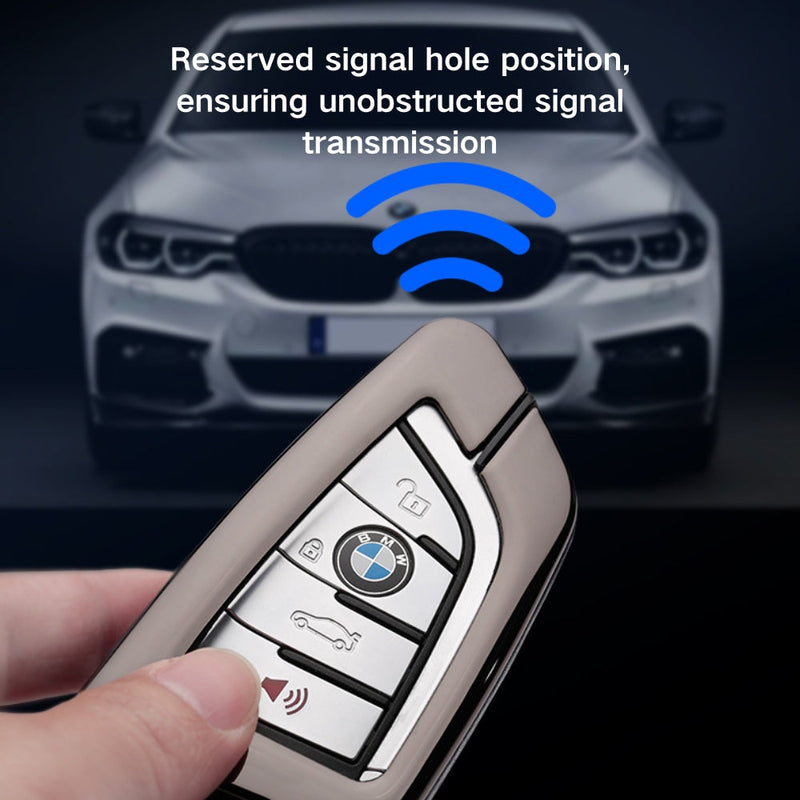Load image into Gallery viewer, BMW Zinc Alloy + Leather Car Key Fob Case Cover For 1, 3, 4, 5, 6 Series, X3, X5, X6, X7 - i-Station Mobile Phone & Electronic Device Repair and Accessories
