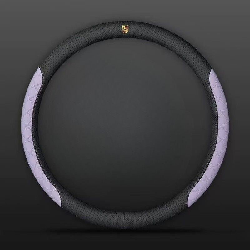 Load image into Gallery viewer, Porsche PU Leather Steering Wheel Cover with Heat-Pressed Embossed Texture For Cayenne, Macan, Panamera, 718, 911, Taycan