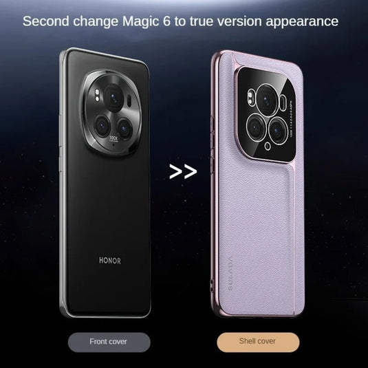Honor Magic6 / Magic6 Pro / Magic6 Ultimate - Frameless Top Layer Cowhide Leather + PC Phone Case - i-Station Mobile Phone & Electronic Device Repair and Accessories