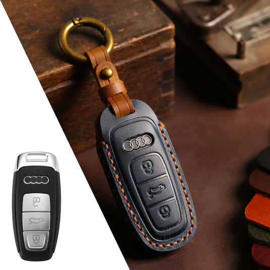Audi Handcrafted Genuine Leather Car Key Fob Case Cover For A3, A4, A5, A6, A8, Q2, Q5, Q7, Q8, e-tron - i-Station Mobile Phone & Electronic Device Repair and Accessories