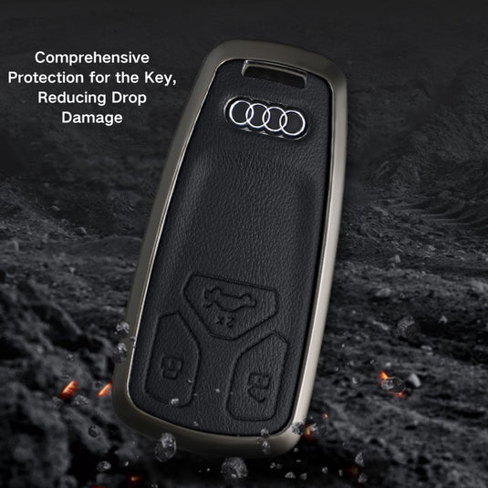 Audi Zinc Alloy + Leather Car Key Fob Case Cover For A4, A5, A6,A8, Q2, Q5, Q7 - i-Station Mobile Phone & Electronic Device Repair and Accessories