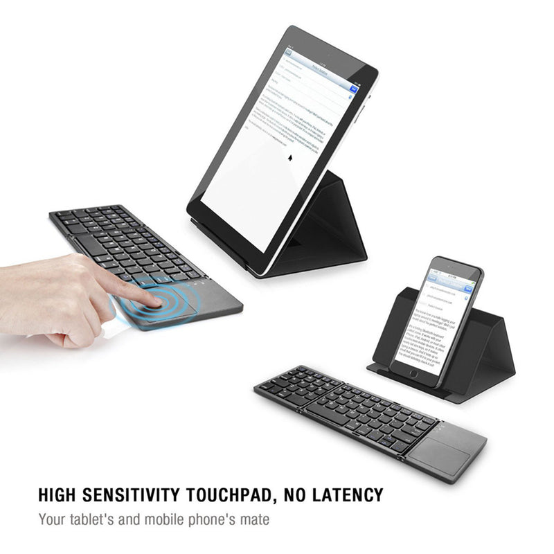 Load image into Gallery viewer, Foldable Bluetooth Keyboard with Touchpad Portable Wireless Keyboard , Rechargeable Full Size Ultra Slim Pocket Folding Keyboard for Android Windows iOS Tablet And Mobile Phone - i-Station Mobile Phone & Electronic Device Repair and Accessories