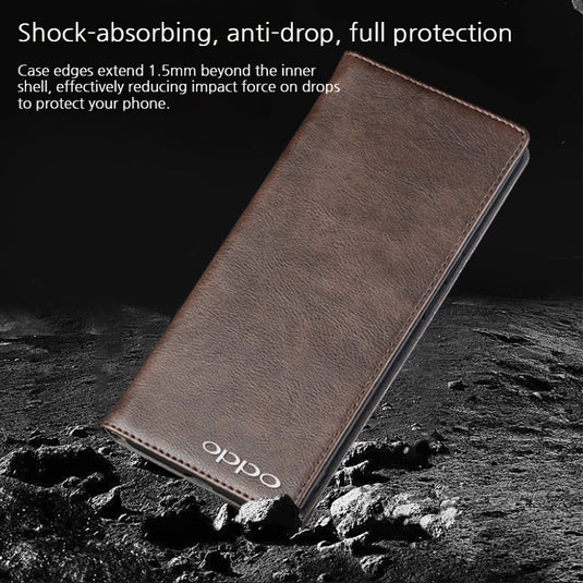 OPPO Find X9/Pro - Business Genuine Leather Magnetic Flip Shockproof Protective Case