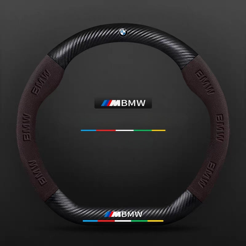Load image into Gallery viewer, BMW iX3/4/5/6 Luxury Carbon Fiber Leather Steering Wheel Cover – Soft Suede Touch, Enhanced Grip & Steering Wheel Protection