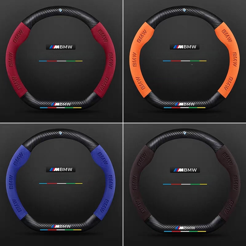 Load image into Gallery viewer, BMW iX3/4/5/6 Luxury Carbon Fiber Leather Steering Wheel Cover – Soft Suede Touch, Enhanced Grip & Steering Wheel Protection