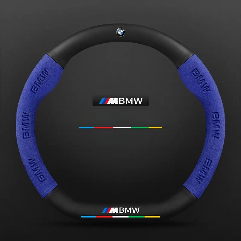 Load image into Gallery viewer, BMW iX3/4/5/6 Leather-Texture Suede Steering Wheel Cover – Non-Slip, Durable, Sporty Feel & Steering Wheel Protection