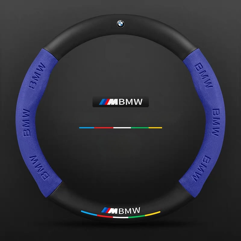 Load image into Gallery viewer, BMW iX3/4/5/6 Leather-Texture Suede Steering Wheel Cover – Non-Slip, Durable, Sporty Feel & Steering Wheel Protection