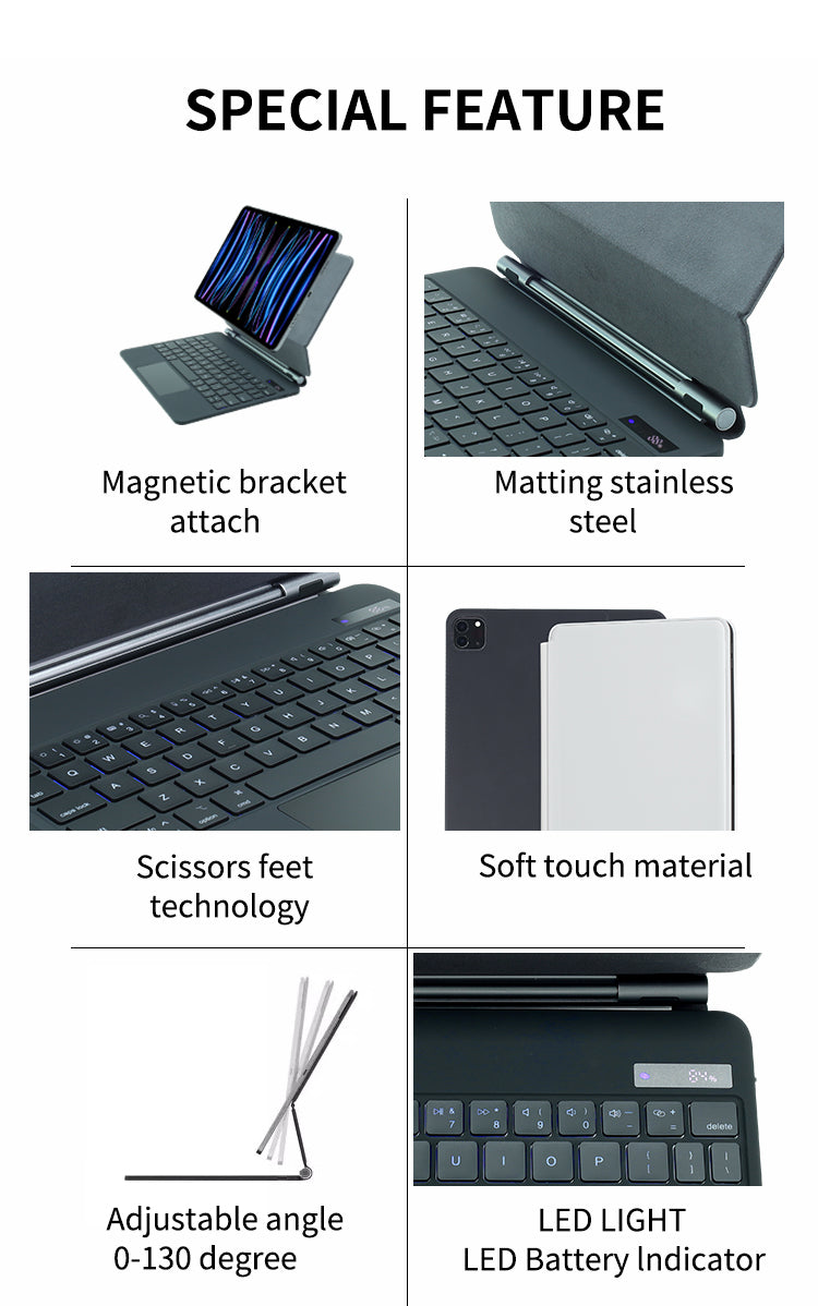 Apple iPad Magic Smart Floating Keyboard Case Multi-Touch Trackpad Magnetic Bluetooth Wireless Slim Protective Cover - i-Station Mobile Phone & Electronic Device Repair and Accessories