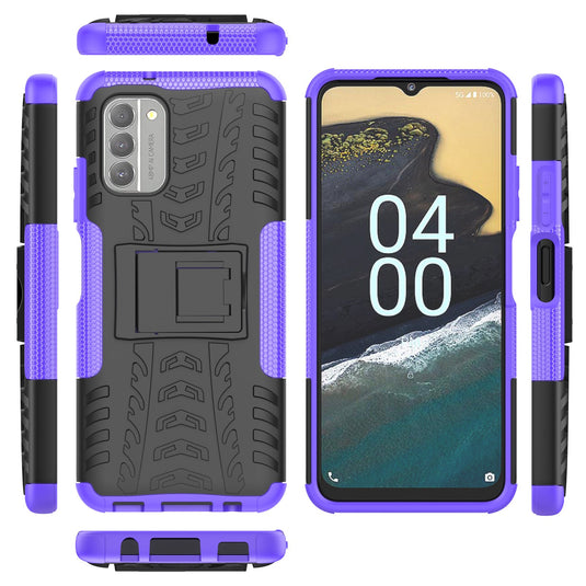 Nokia G300 - Shield With Kickstand Hard PC Back Cover Soft TPU Dual Layer Protection Case With 2PC 9H Tempered Glass Screen Protector - i-Station Mobile Phone & Electronic Device Repair and Accessories