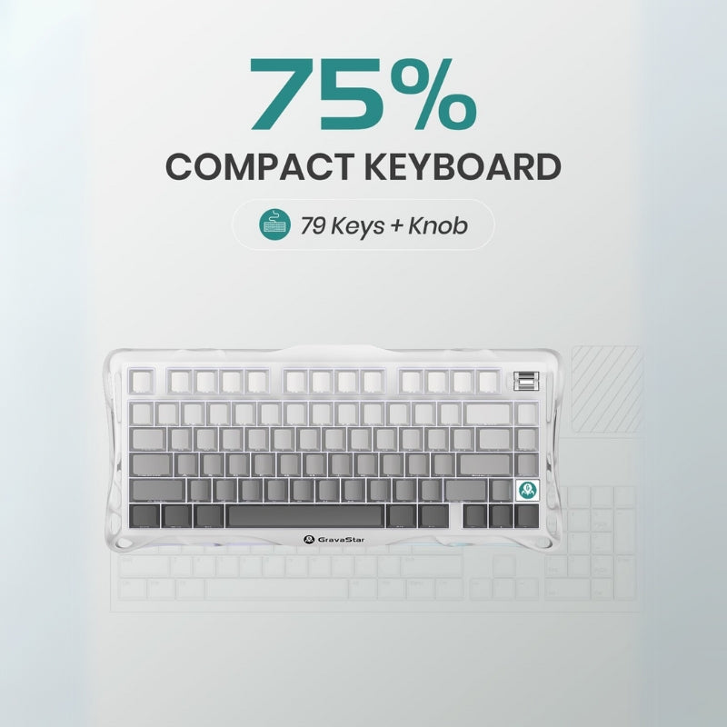 GravaStar K1 75% Wireless Mechanical Gaming Keyboard with RGB Backlit, Aluminum Alloy Exoskeleton Design, Gasket Custom Keyboard Hot-Swap Socket - i-Station Mobile Phone & Electronic Device Repair and Accessories