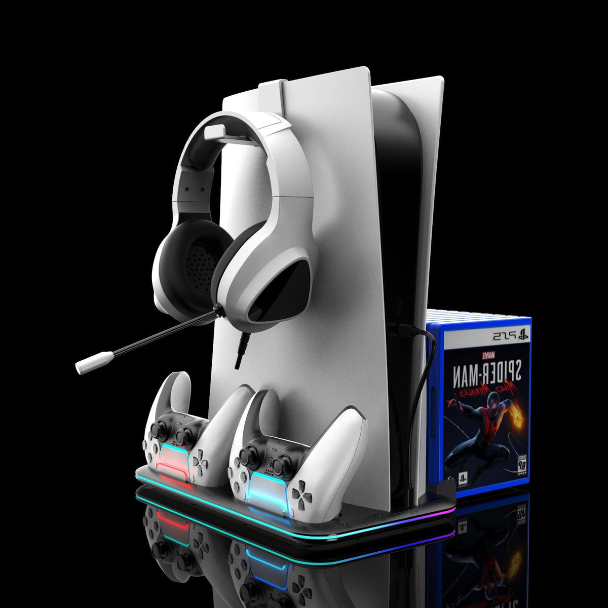 SONY PlayStation PS5 Slim & PS5 Pro - All-in-one Multifunction Charging Stand with Cooling Fan & RBG Light Effect & Disc Storage - i-Station Mobile Phone & Electronic Device Repair and Accessories