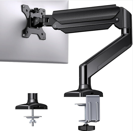 Single Monitor Desk Mount, Adjustable Gas Spring Monitor Arm Support Max 32 Inch, Max Load 22 Ibs Screen, Computer Monitor Stand Holder with Clamp/Grommet Mounting Base - i-Station Mobile Phone & Electronic Device Repair and Accessories