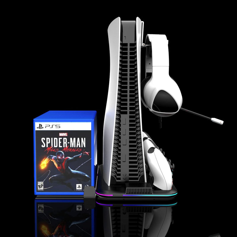 Load image into Gallery viewer, SONY PlayStation PS5 Slim & PS5 Pro - All-in-one Multifunction Charging Stand with Cooling Fan & RBG Light Effect & Disc Storage - i-Station Mobile Phone & Electronic Device Repair and Accessories