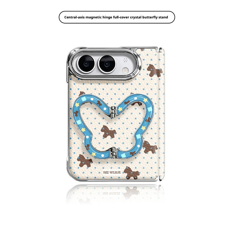 Load image into Gallery viewer, Apple iPhone Fold/Ultra – Premium Faux Leather Full-Coverage Shockproof Case with Magnetic Butterfly Stand
