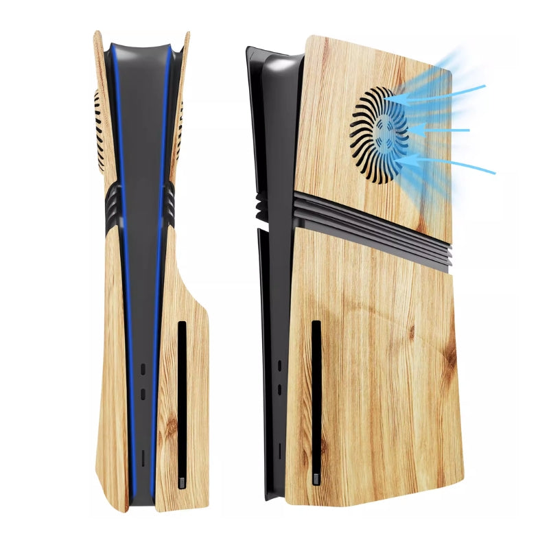 Load image into Gallery viewer, Sony PlayStation PS5 Pro Wood Grain Replacement Console Cover – ABS Protective Shell with or without Ventilation Grilles