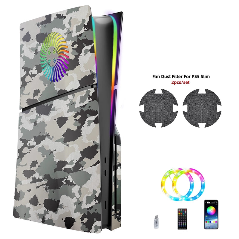 Load image into Gallery viewer, Sony PlayStation PS5 Slim Disc & Digital Edition Camo Matte Console Shell Cover with Venting Holes, Dust Filter & RGB Light Strip – Easy Installation - i-Station Mobile Phone & Electronic Device Repair and Accessories
