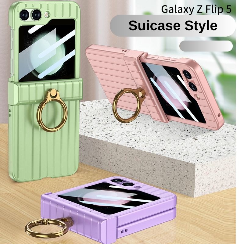 Load image into Gallery viewer, Samsung Galaxy Flip 5 (SM-F731) - Suitcase Style Ring Holder Case - Polar Tech Australia