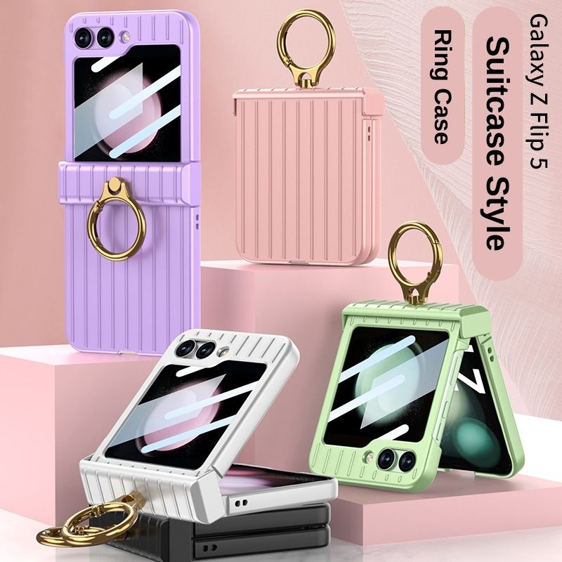 Load image into Gallery viewer, Samsung Galaxy Flip 5 (SM-F731) - Suitcase Style Ring Holder Case - Polar Tech Australia