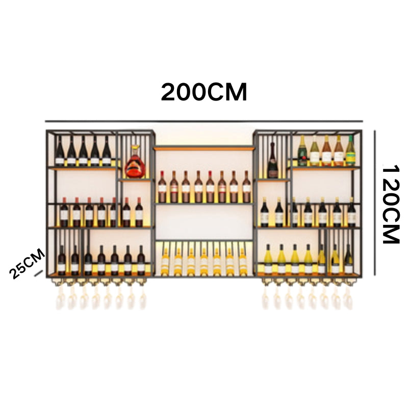 Load image into Gallery viewer, Modern Industrial Wall-Mounted Wine & Spirits Rack with LED Lighting and Hanging Wine Glass Holder - i-Station Mobile Phone & Electronic Device Repair and Accessories