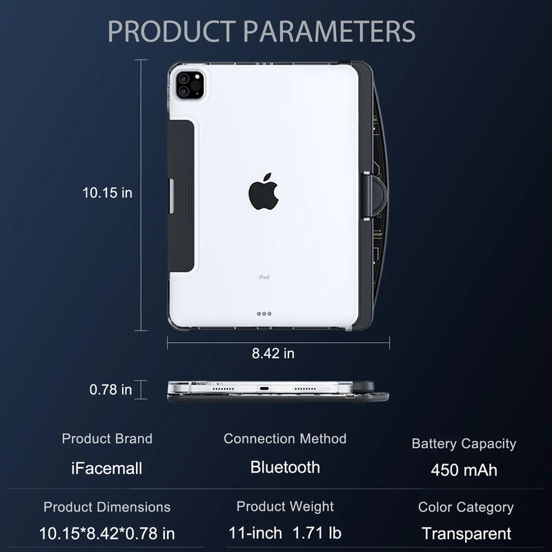 Load image into Gallery viewer, Apple iPad Pro 11" & Air 4/5 10.9" & Air 6 11" - 180 Degree Rotation Magic Cyberpunk Style Transparent Keyboard Case - Polar Tech Australia