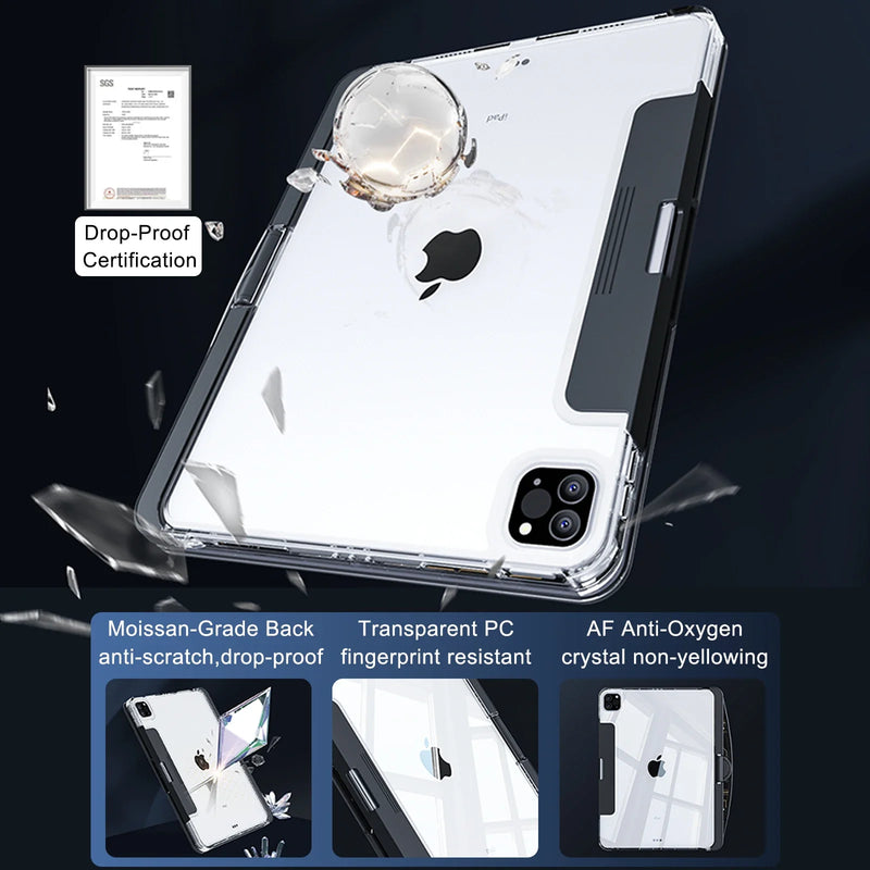 Load image into Gallery viewer, Apple iPad Pro 11" & Air 4/5 10.9" & Air 6 11" - 180 Degree Rotation Magic Cyberpunk Style Transparent Keyboard Case - Polar Tech Australia