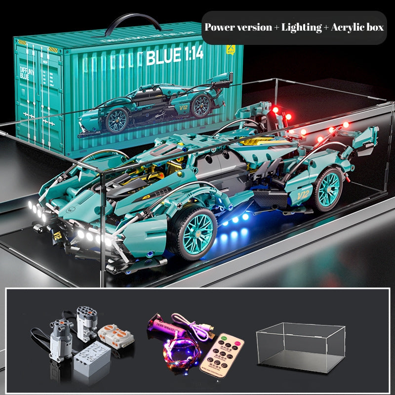 DIY Supercar Building Blocks Set for Kids Gift – Creative Assembly Toy Tiffany Blue Car Model for Christmas, Halloween and Birthday - i-Station Mobile Phone & Electronic Device Repair and Accessories