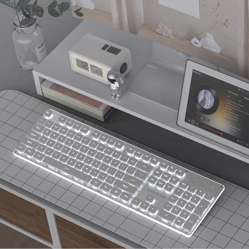Load image into Gallery viewer, Xinmeng Dual-Mode Keyboard – 104-Key Linear/Tactile Switches, Water-Drop Keycaps, Silent Typing, LED Backlight, Metal Panel