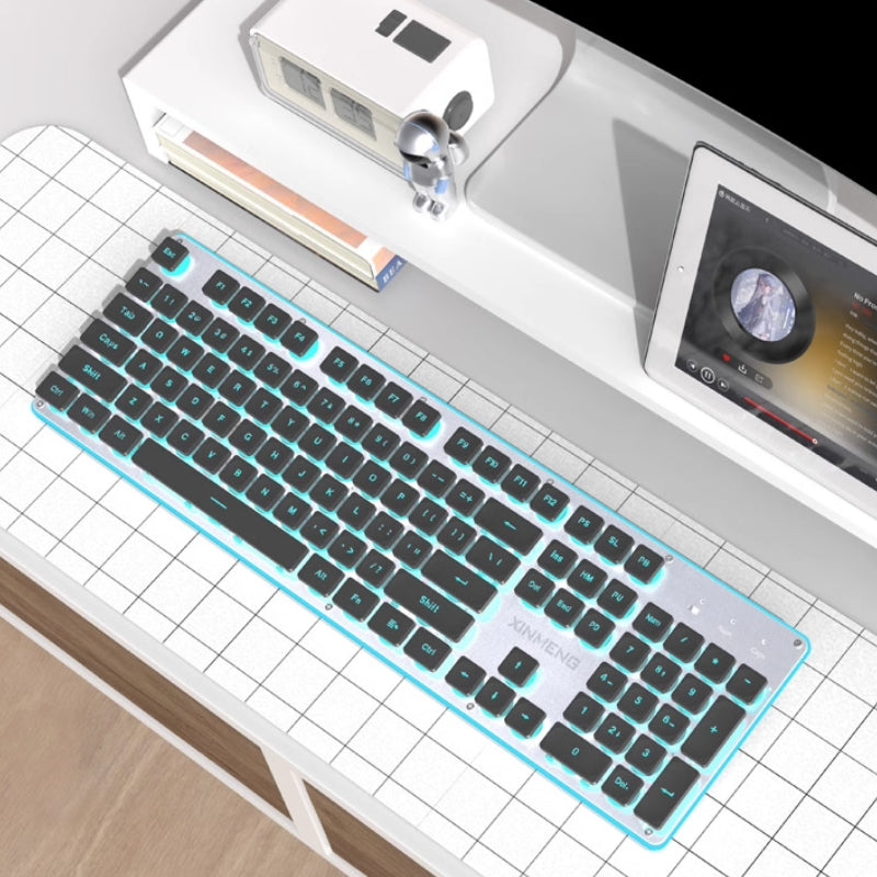 Load image into Gallery viewer, Xinmeng Dual-Mode Keyboard – 104-Key Linear/Tactile Switches, Water-Drop Keycaps, Silent Typing, LED Backlight, Metal Panel