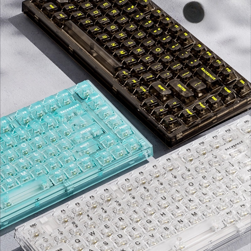 Load image into Gallery viewer, Xinmeng Triple-Mode Mechanical Keyboard – 82-Key Compact Layout, Crystal Transparent Keycaps, Linear White Jade / Ice Salt Switches, RGB Backlight, Wired / Bluetooth / 2.4G Wireless X75