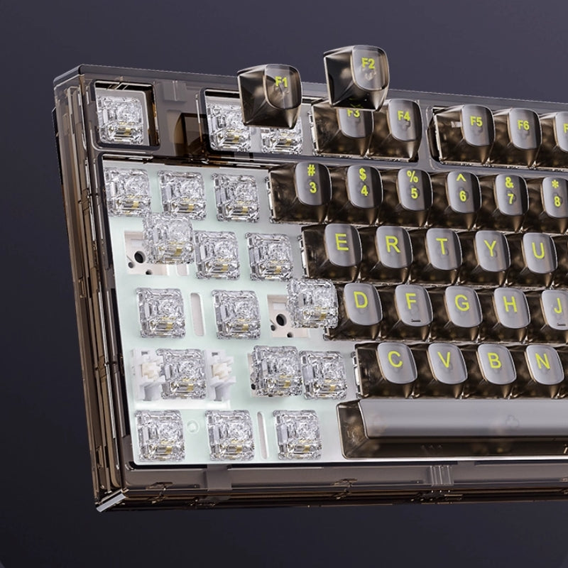 Load image into Gallery viewer, Xinmeng Triple-Mode Mechanical Keyboard – 82-Key Compact Layout, Crystal Transparent Keycaps, Linear White Jade / Ice Salt Switches, RGB Backlight, Wired / Bluetooth / 2.4G Wireless X75